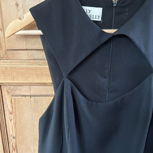 Vintage Sully Bonnelly 6 Black Dress Sleeveless Cutout Chest Cocktail LBD Y2K‎ - Picture 4 of 12